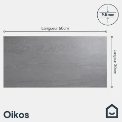 Carrelage sol et mur intérieur gris effet pierre L.60 x l.30 cm x ép.9,5 mm, Oikos-GoodHome Hot