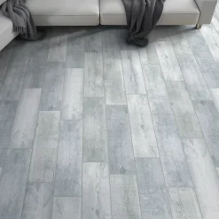 Carrelage sol et mur intérieur effet bois gris L.60 x l.15 cm x ép.8 mm, Julyo- Sale