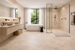 Cristacer Carrelage sol et mur intérieur / extérieur effet travertin antidérapant R11 Borgona Ivory l.60 X L.60 cm rectifié 1er choix