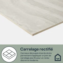 Carrelage sol et mur intérieur gris effet pierre L.59,5 x l.120 cm x ép.10 mm, Kyat-GoodHome