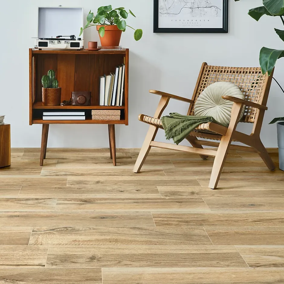 Carrelage sol et mur intérieur effet bois brut mat L.90 x l.15 cm, Woodland