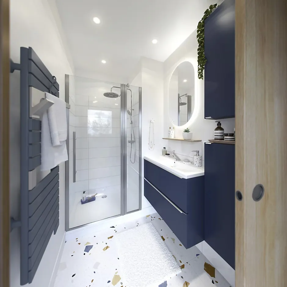 Carrelage sol et mur intérieur effet terrazzo L.60 x l.60 cm x ép.10 mm, Neotech Terazo