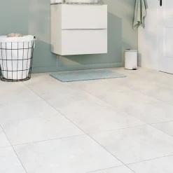 Carrelage sol et mur intérieur effet béton blanc L.45 x l.45 cm x ép.8 mm, Saumur