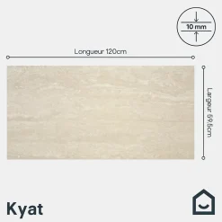 GoodHome Carrelage sol et mur intérieur effet pierre beige L.120 x l.59,5 cm x ép.10 mm, Kyat