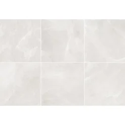 Carrelage sol et mur intérieur blanc effet pierre L.60,4 x l.60,4 cm x ép.7,4 mm, Himalaya