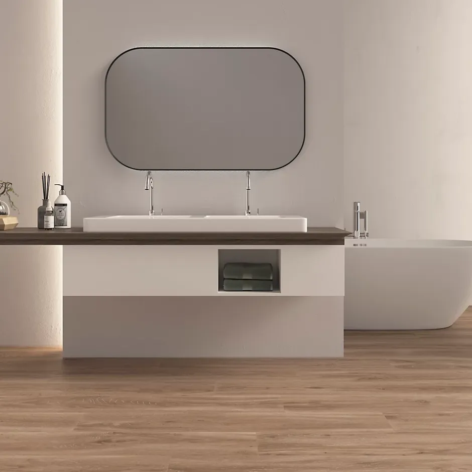 Ecoceramic Carrelage sol et mur intérieur effet bois brut mat L.120 x l.20 cm x ép.9 mm, Urbanwood