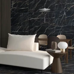 Carrelage sol et mur intérieur en grès cérame effet marbre noir et doré L.120 x l.60 cm x ép.9 mm, Moonlight-Baldocer Hot