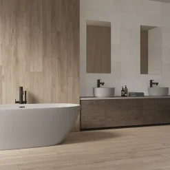 Carrelage sol et mur intérieur intérieur en grès cérame émaillé effet bois brut mat L.120 x l.20 cm x ép.9 mm, Atelier-Ecoceramic Hot