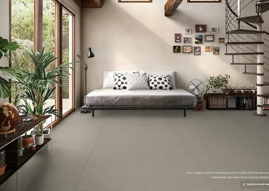 Carrelage sol et mur intérieur / extérieur effet béton Créative Concrète P Stone Beige l.60 X L.120 cm rectifié 1er choix R11-RAK Ceramics Discount