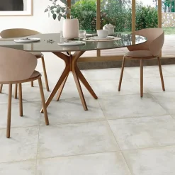 Carrelage sol et mur intérieur en grès cérame émaillé effet béton blanc satin L.60 x l.60 cm x ép.8 mm, Malt