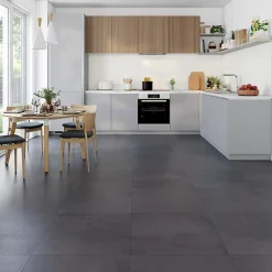 Carrelage sol et mur intérieur effet béton anthracite L.60 x l.60 cm x ép.10 mm, Newport