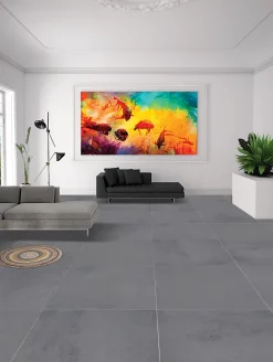 Carrelage sol et mur intérieur effet béton anthracite L.60 x l.60 cm x ép.10 mm, Newport