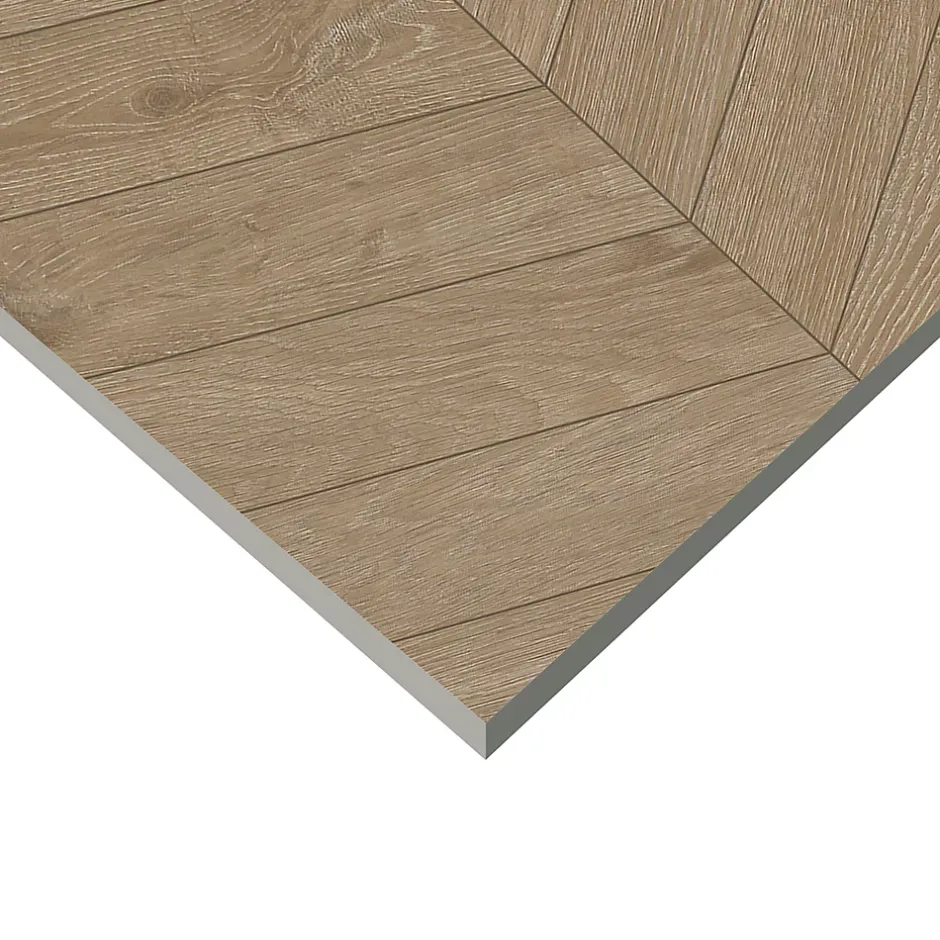 Carrelage sol et mur intérieur effet bois chevron mat L.60 x l.60 cm x ép.9 mm, Baku