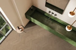 Carrelage sol et mur intérieur effet bois chevron mat L.60 x l.60 cm x ép.9 mm, Baku