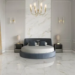 Ecoceramic Carrelage sol et mur intérieur en grès cérame émaillé effet marbre blanc mat L.120 x l.60 cm x ép.9 mm, Aster