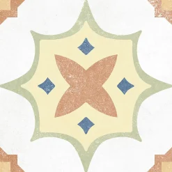 Carrelage sol et mur intérieur effet carreaux de ciment multicolores L.20 x l.20 cm x ép.7,4 mm, Liberty Multico