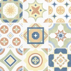 Carrelage sol et mur intérieur effet carreaux de ciment multicolores L.20 x l.20 cm x ép.7,4 mm, Liberty Multico