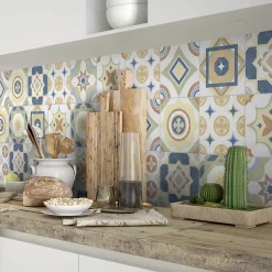 Carrelage sol et mur intérieur effet carreaux de ciment multicolores L.20 x l.20 cm x ép.7,4 mm, Liberty Multico