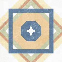 Carrelage sol et mur intérieur effet carreaux de ciment multicolores L.20 x l.20 cm x ép.7,4 mm, Liberty Multico