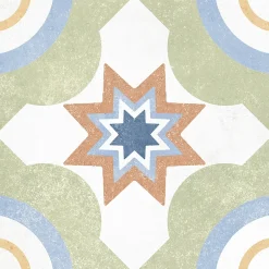 Carrelage sol et mur intérieur effet carreaux de ciment multicolores L.20 x l.20 cm x ép.7,4 mm, Liberty Multico