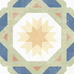 Carrelage sol et mur intérieur effet carreaux de ciment multicolores L.20 x l.20 cm x ép.7,4 mm, Liberty Multico