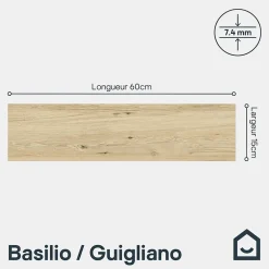 GoodHome Carrelage sol et mur intérieur effet bois brut beige L.60 x l.15 cm x ép.7,4 mm, Basilio Guigliano