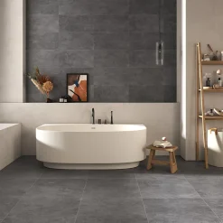 Carrelage sol et mur intérieur effet béton gris foncé L.60 x l.60 cm x ép.7,4 mm, Mitha- Best