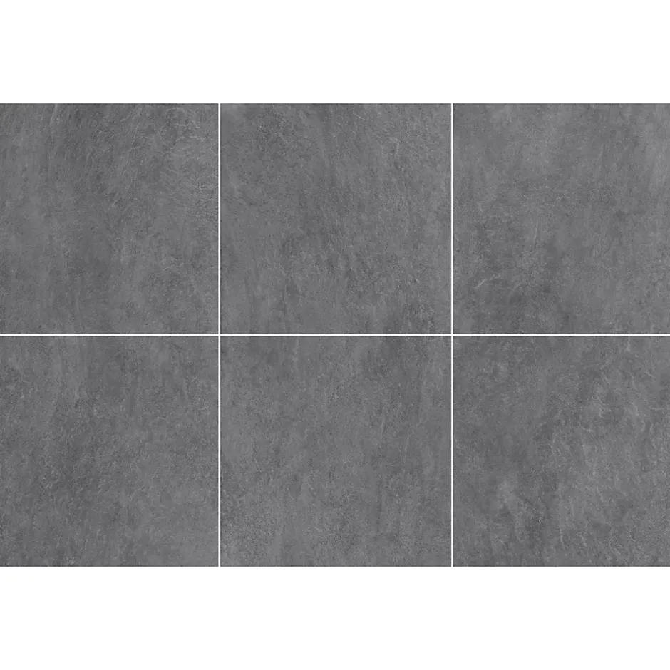 Carrelage sol et mur intérieur effet béton gris foncé L.60 x l.60 cm x ép.7,4 mm, Mitha- Best
