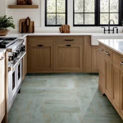 Carrelage sol et mur intérieur en grès cérame effet béton vert sauge mat L.61 x l.61 cm x ép.7,4 mm, Upper-Gresmalt Hot