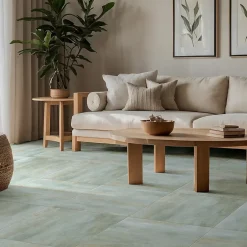 Carrelage sol et mur intérieur en grès cérame effet béton vert sauge mat L.61 x l.61 cm x ép.7,4 mm, Upper-Gresmalt Hot