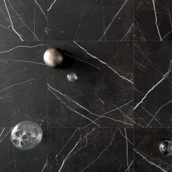 Carrelage sol et mur intérieur en grès cérame effet marbre noir mat L.60 x l.60 cm x ép.9 mm, Fiordo Tresor