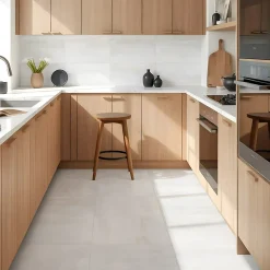 Carrelage sol et mur intérieur en grès cérame effet béton blanc mat L.60 x l.60 cm x ép.7,4 mm, Upper-Gresmalt Outlet