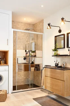 Carrelage sol et mur intérieur grès cérame blanc effet pierre l.30 x L.60 cm, Dourtio-