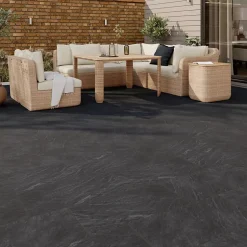 GoodHome Carrelage sol extérieur anthracite effet ardoise L.61,3 x l.30,3 cm x ép.9 mm, Slate