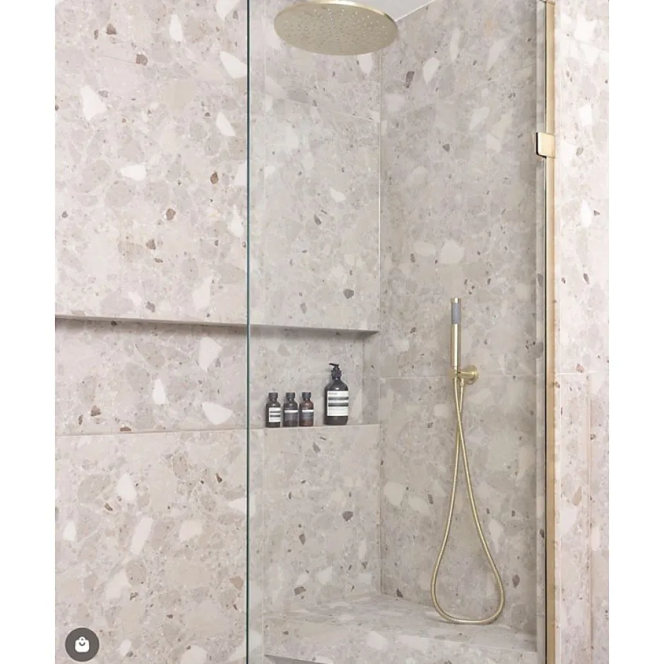 Carrelage sol extérieur antidérapant effet terrazzo 80x80 cm MONACO R BEIGE ANTIDESLIZANTE-Aelle Carrelage Clearance