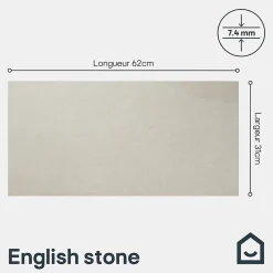 Carrelage sol extérieur beige effet pierre L.62 x l.31 cm x ép.7,4 mm, English Stone- Hot