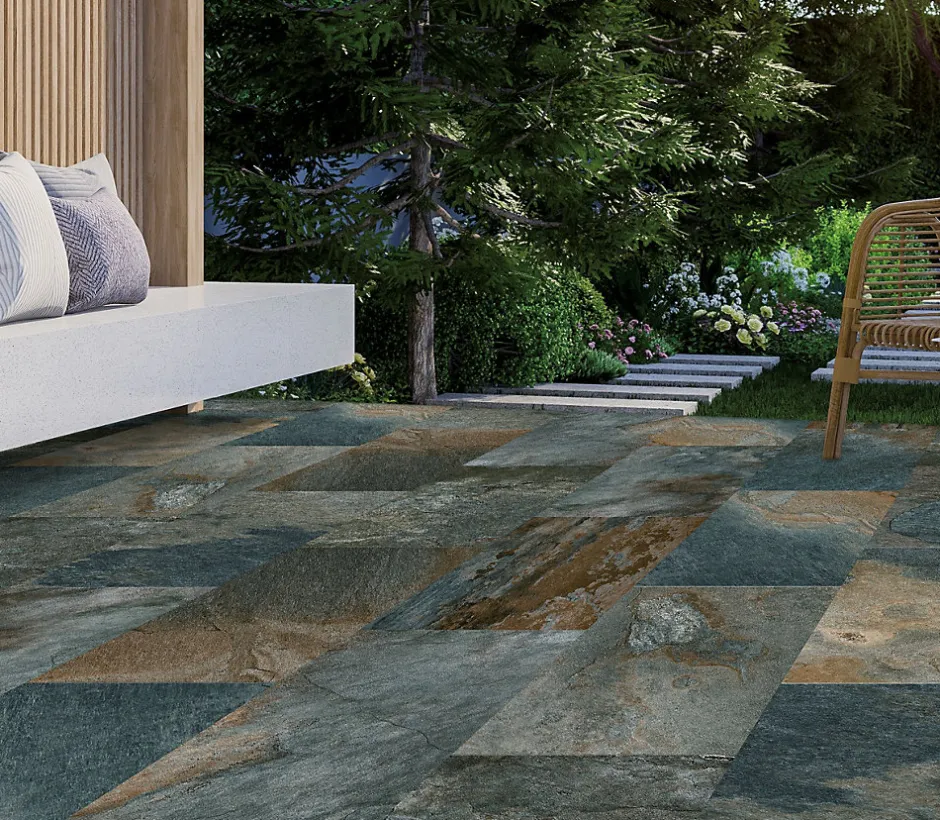 Mykonos Carrelage sol extérieur effet pierre oxydée L.60 x l.30 cm x ép.9 mm, Denali