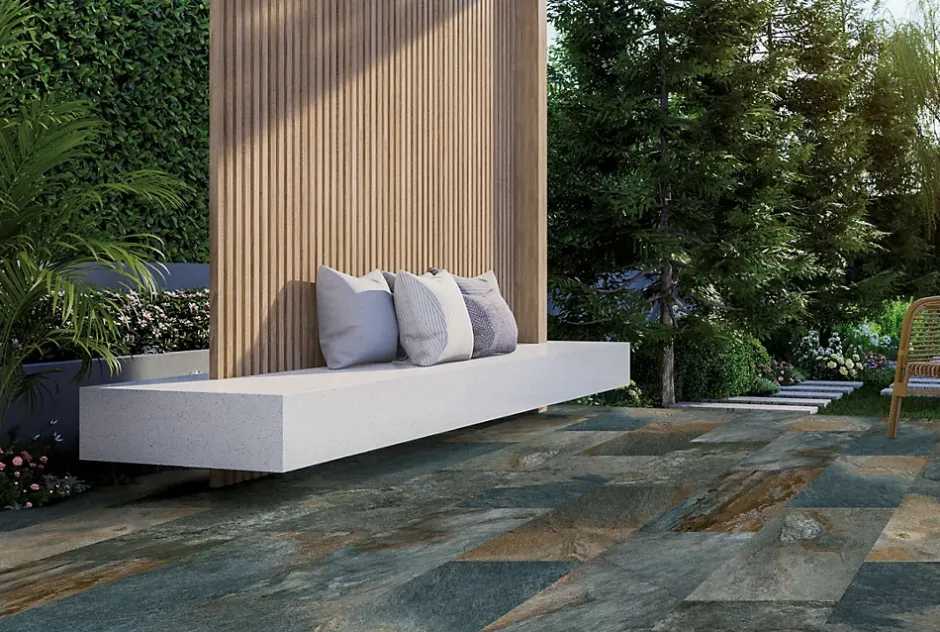 Mykonos Carrelage sol extérieur effet pierre oxydée L.60 x l.30 cm x ép.9 mm, Denali