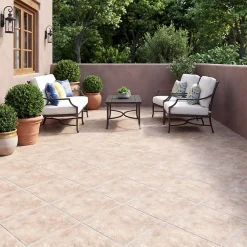 Carrelage sol extérieur effet terre cuite L.33,3 x l.33,3 cm x ép.7 mm, Terracotta