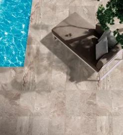 Carrelage sol extérieur effet pierre beige rosé L.60 x l.30 cm x ép.9 mm, Denali- Sale