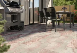 Carrelage sol extérieur effet pierre beige rosé L.60 x l.30 cm x ép.9 mm, Denali- Sale