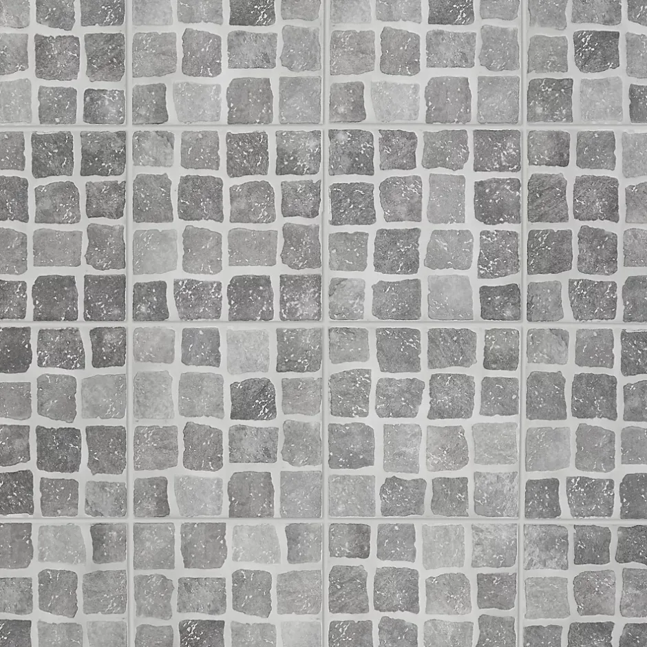 Carrelage sol extérieur effet pavés tons gris L.30,38 x l.30,38 cm x ép.7 mm, Blocce