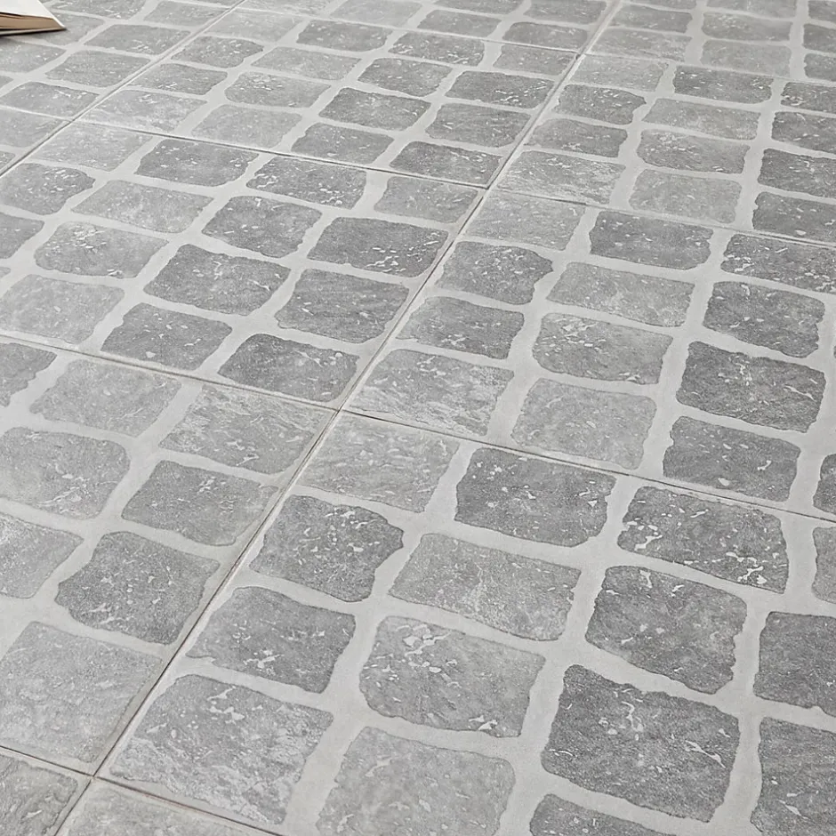 Carrelage sol extérieur effet pavés tons gris L.30,38 x l.30,38 cm x ép.7 mm, Blocce