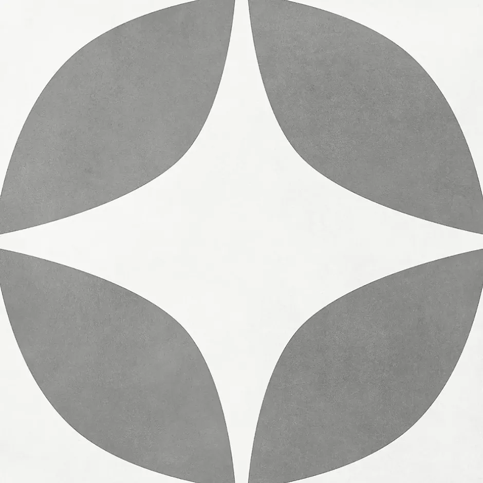 Carrelage sol extérieur effet carreau de ciment gris et blanc L.45 x l.45 cm x ép.7,4 mm, Patch