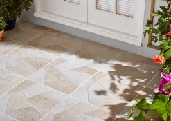 Carrelage sol extérieur effet pierre tons beiges L.42,04 x l.42,04 cm x ép.7,4 mm, Piazza- Best