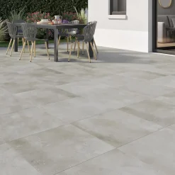 Carrelage sol extérieur effet béton gris L.60 x l.60 cm x ép.20 mm, Rohe- Hot