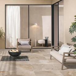 Carrelage sol extérieur effet pierre beige L.60 x l.60 cm x ép.9 mm, Denali