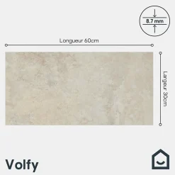 GoodHome Carrelage sol extérieur effet pierre beige L.60 x l.30 cm x ép.8,7 mm, Volfy