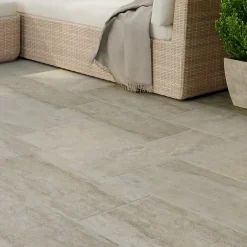 GoodHome Carrelage sol extérieur effet pierre beige L.60 x l.30 cm x ép.8,7 mm, Volfy