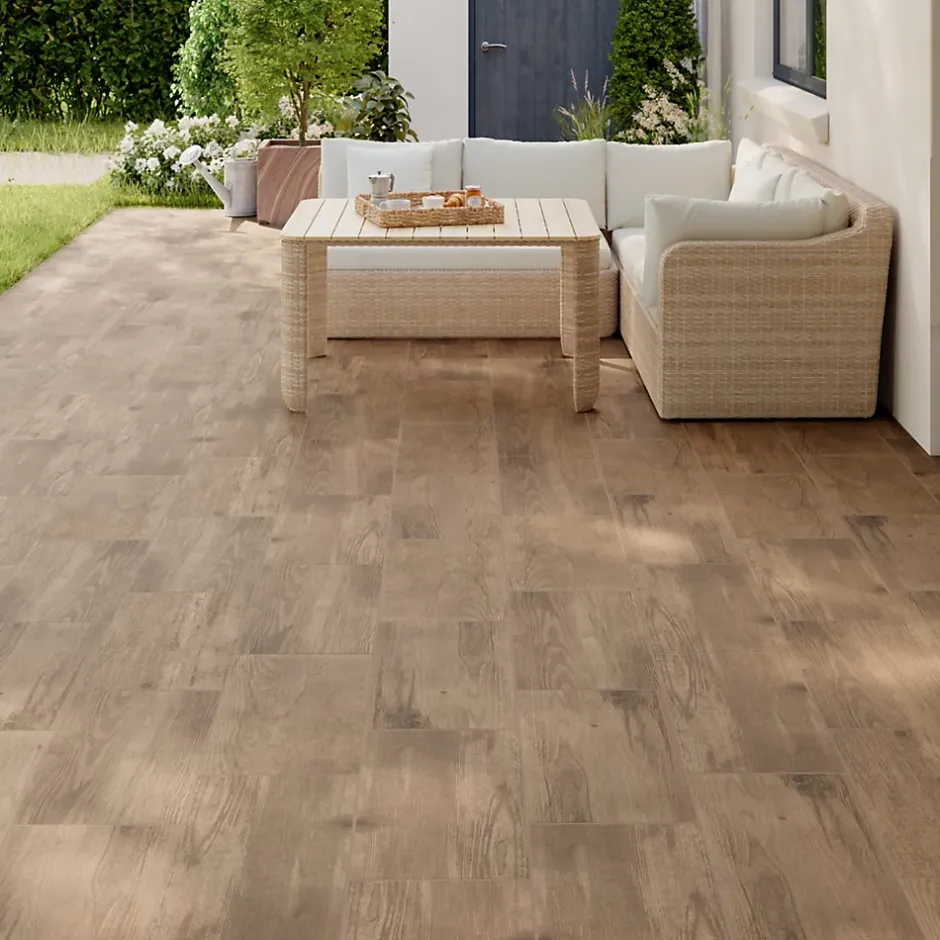 Carrelage sol extérieur effet bois marron clair L.60 x l.30 cm x ép.8,7 mm, Norwegio- New